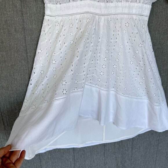 Isabel Marant White Embroidered Eyelet Lace Asymmetric Boho Mini Dress Size 42 - Picture 7 of 17